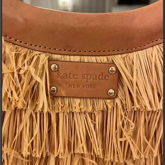 Kate ♠️ Spade Hula Bag Ida Natural Straw Wicker Fringe Cruise Tote RARE NWT